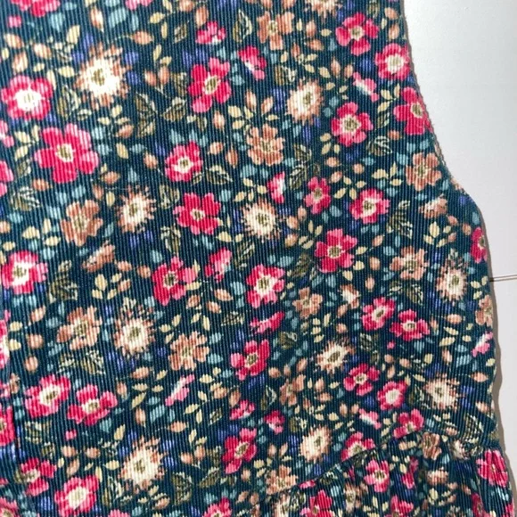 Laura Ashley Mother & Child Floral Corduroy Romper Jumpsuit Adult Size Large - Picture 8 of 9